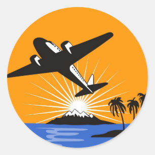 Adesivo voo de avião com avião de propulsão