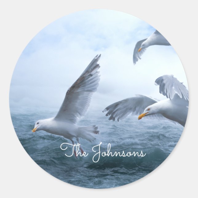 Adesivo Voo de gaivotas sobre o mar (Frente)