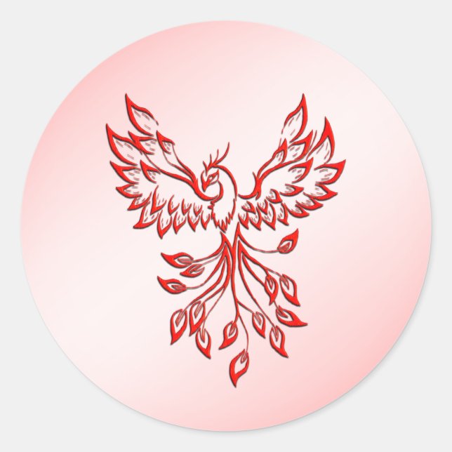 Adesivo Voo de Um Vermelho Phoenix a Rosa (Frente)