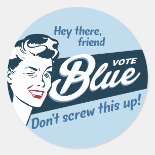 Adesivo Votação Azul   Retro Funny  