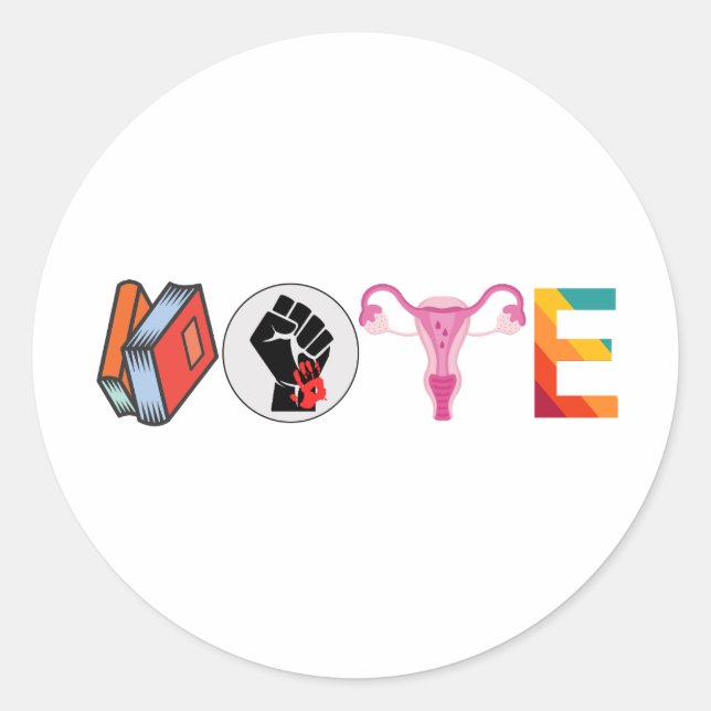 Adesivo VOTAÇÃO: Livros proibidos Direitos reprodutivos Po (Frente)