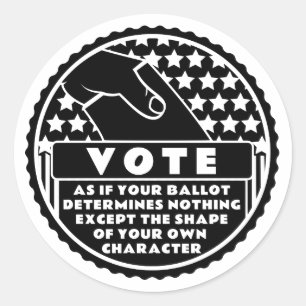Adesivo Votar mostra seu caráter -- Preto & branco