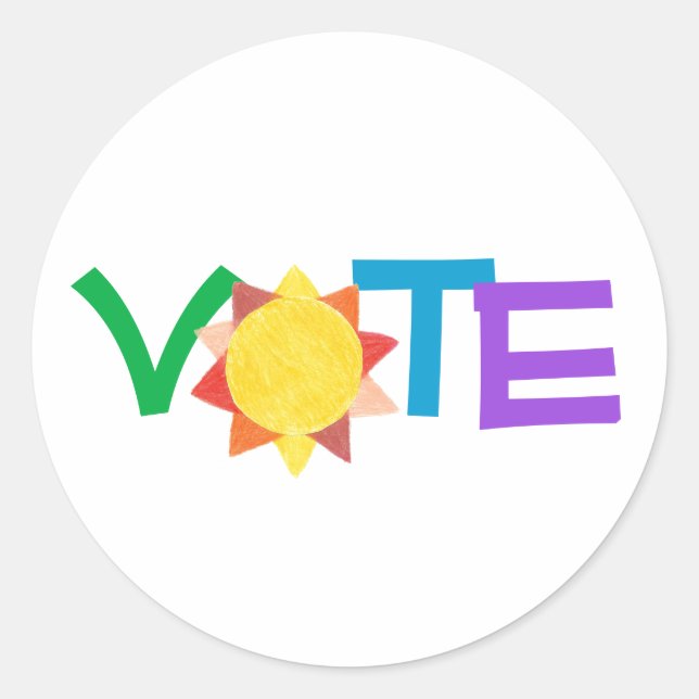 Adesivo Vote Com Sol / Diversão GOTV / Voto Solar (Frente)