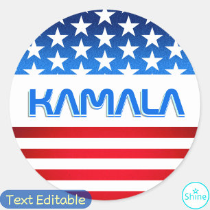 Adesivo Vote em Kamala Harris EUA Flag Modern Typografia