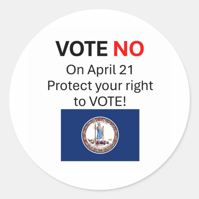 Adesivo Vote NO on VA Redistricting  (Frente)