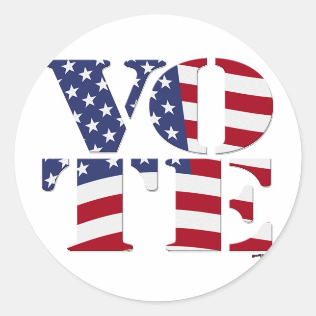 Adesivo VOTE "V O T E" com BANDEIRA DOS EUA (Frente)