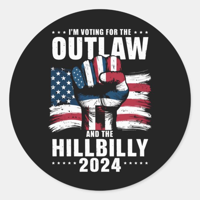 Adesivo "Voto a favor do Outlaw e do Hillbilly 2024 EUA (Frente)