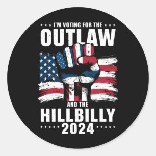 Adesivo "Voto a favor do Outlaw e do Hillbilly 2024 EUA