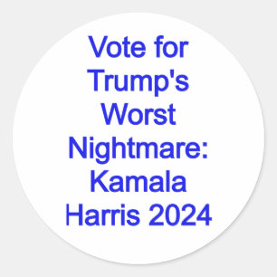 Adesivo Voto para o Pior Pesadelo de Trump: Kamala Harris