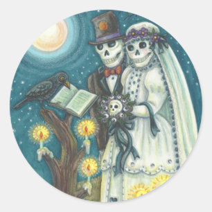 ADESIVO VOTOS NO CEMITÉRIO, CASAMENTO DE ESQUELETOS, NOIVA