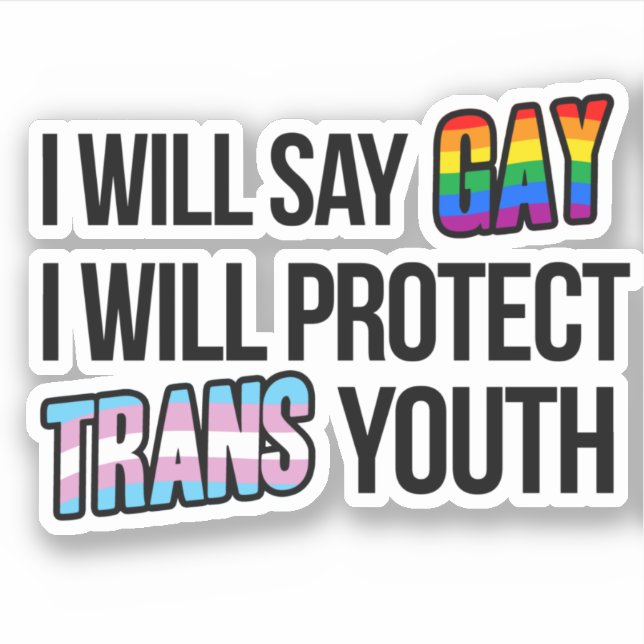 Adesivo Vou dizer gay e proteger a juventude trans (Frente)