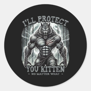 Adesivo Vou Protegê-Lo do Gatinho Alfa Wolf Engraçado S