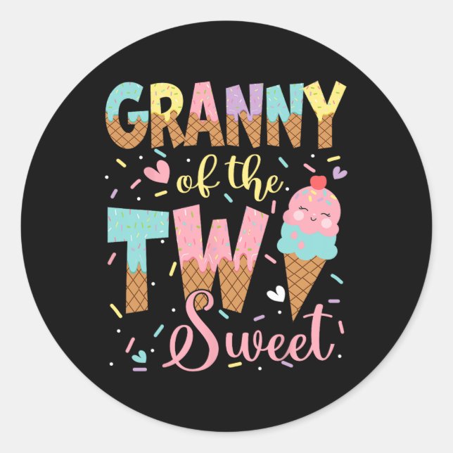 Adesivo Vovó Das Duas Garotas Doce De segundo aniversário  (Frente)