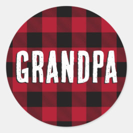 Adesivo Vovô, Padrão de Xadrez de Buffalo Vermelho na Rúst