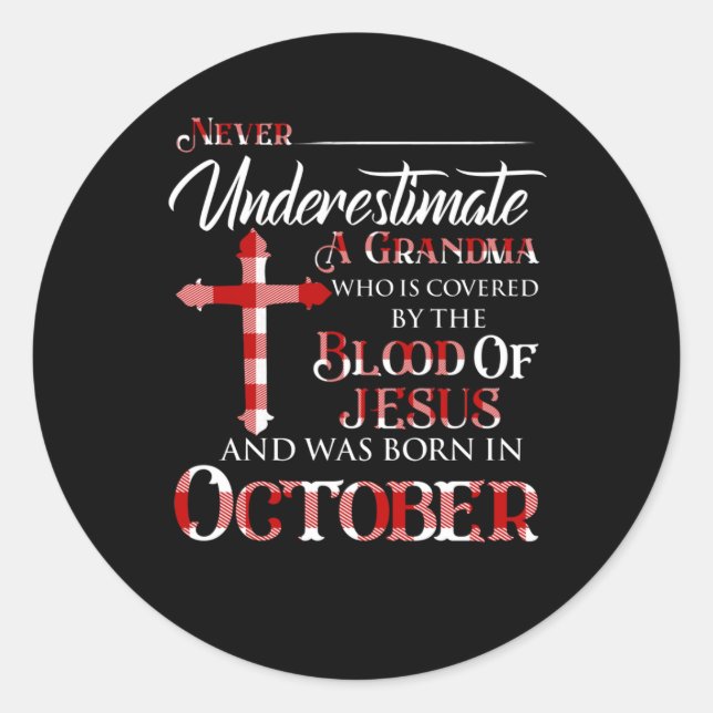 Adesivo Vovó Que É Coberta Pelo Sangue De Jesus (Frente)