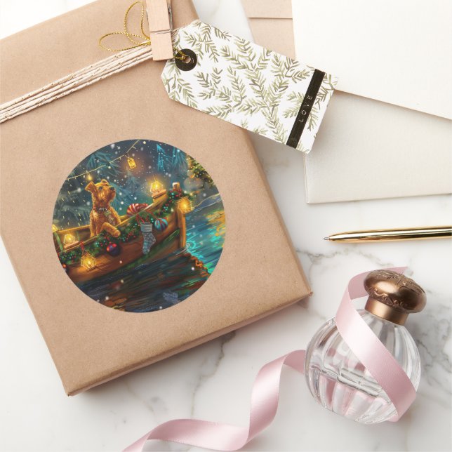 Adesivo Voyage festiva no Natal Airedale (Presentear)