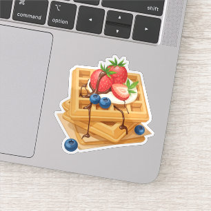 Adesivo Waffles Berry-Topped com Garoa de Chocolate