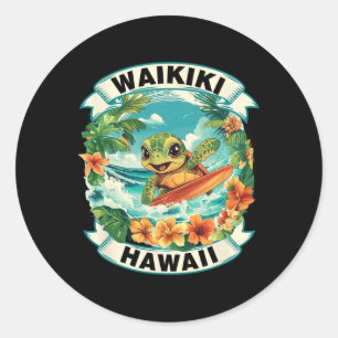 Adesivo Waikiki Havaí Tartaruga Marinha Fofo Surfando Féri