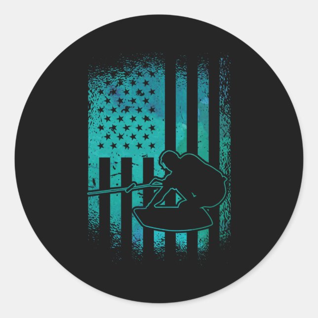 Adesivo Wakeboard American Flag Wakeboarder Wakeboard (Frente)