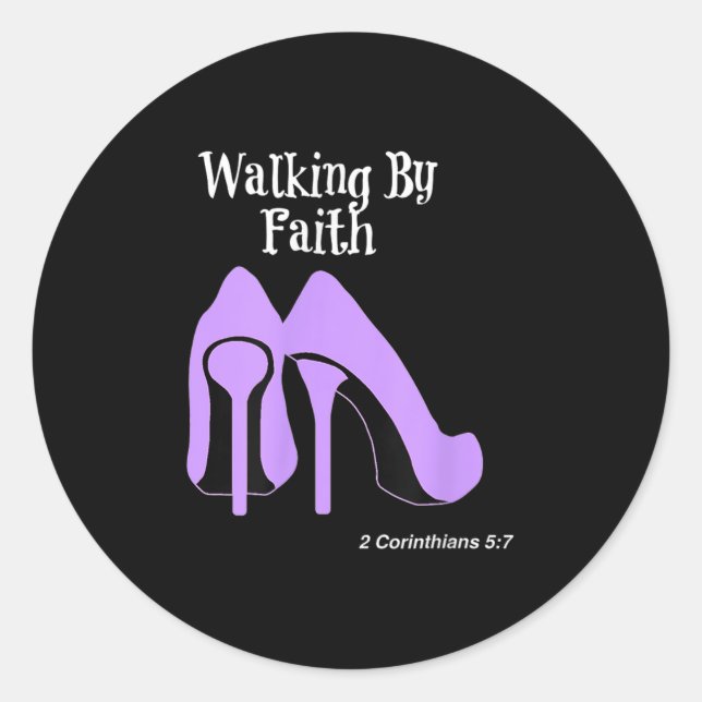 Adesivo Walk By Faith Graphic Christian Design With Purple (Frente)