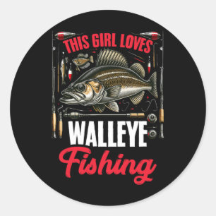 Adesivo Walleye caçando ladrão de peixes que esta garota a