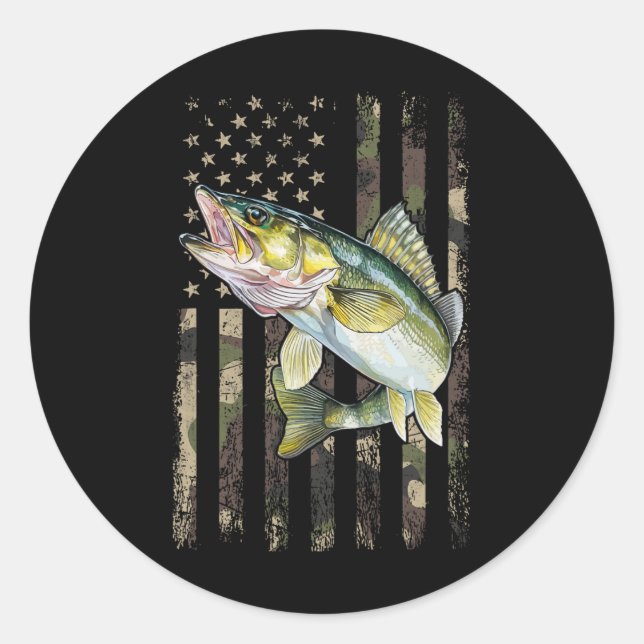 Adesivo Walleye Camo American Flag  (Frente)