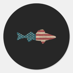 Adesivo Walleye Fish American Flag Sauger Angling