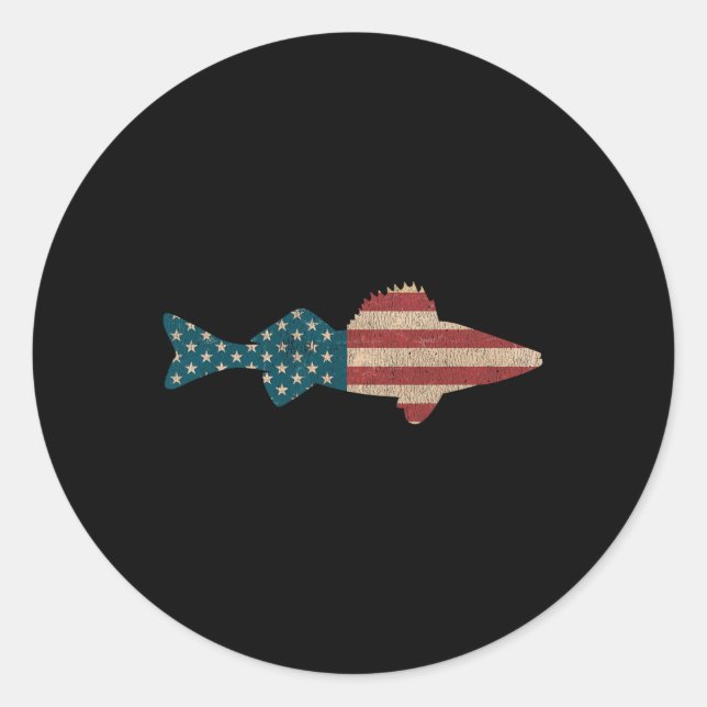 Adesivo Walleye Fish American Flag Sauger Angling (Frente)