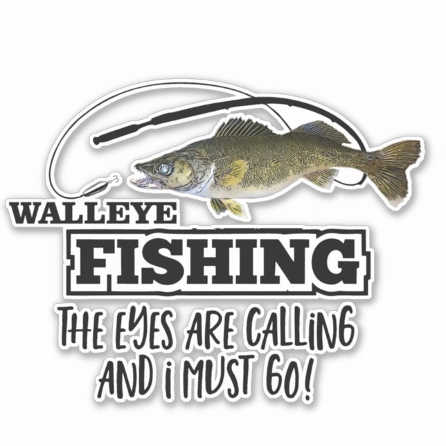 Adesivo Walleye Fish Quote Esportivos Homens Fora de Peixe (Frente)