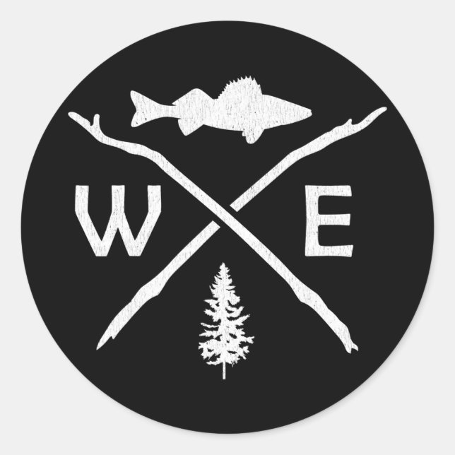 Adesivo Walleye Fishing Outdoor Compass Fisherman Gift  (Frente)