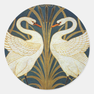 Adesivo Walter Crane Cisne Vintage e Íris Art Nouveau