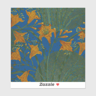 Adesivo Walter Crane Day Lily Floral Wallpaper Design