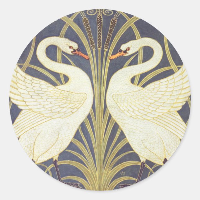 Adesivo Walter Crane Swan, Rush E Iris Art Nouveau (Frente)