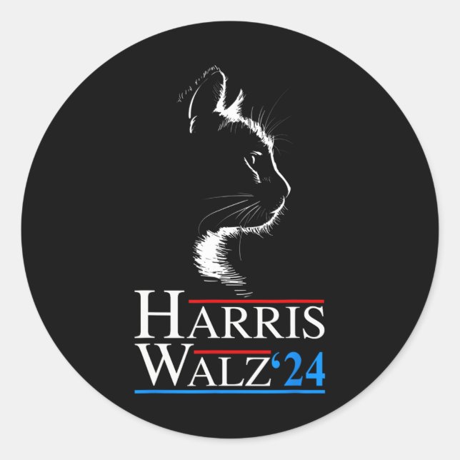 Adesivo Waltz 2024 Cat Election Kamala Harris Tim Walz 202 (Frente)
