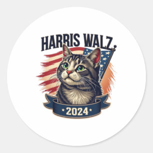 Adesivo Walz 2024 Gato Engraçado Kamala Harris Tim Walz Wa