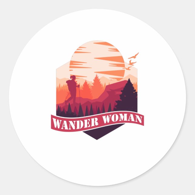 Adesivo Wander Woman Caminhando Montanhas Adventure (Frente)