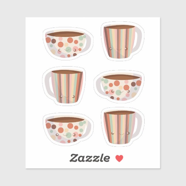 Adesivo Warm Circle Pattern On Cups Of Coffee (Folha)