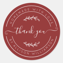 Adesivo Warm Red Homemade Thank You Label