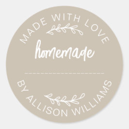 Adesivo Warm Taupe Script Made With Love Homemade Food Jar