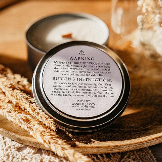 Adesivo Warning Burning Instructions Candle Label (Criador carregado)