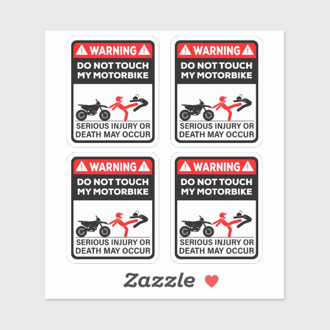 Adesivo Warning Do Not Touch My Motorbike Vinyl Stickers (Folha)
