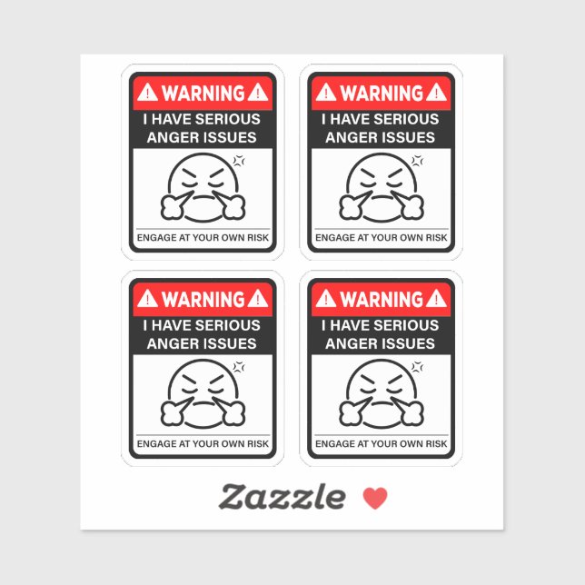 Adesivo Warning I Have Serious Anger Issues Vinyl Stickers (Folha)