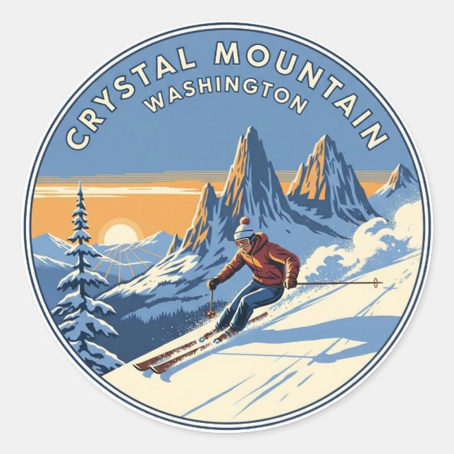 Adesivo Washington Crystal Mountain Skiing (Frente)