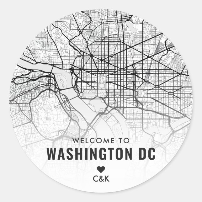 Adesivo Washington, DC. Mapa da Cidade | Boas-vindas (Frente)
