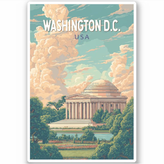 Adesivo Washington DC Thomas Jefferson Memorial Viagem Art (Frente)