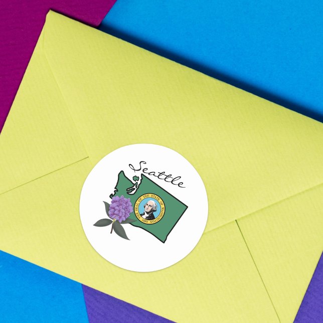 Adesivo Washington Flag e Flower Pacific Rhododendron (Criador carregado)