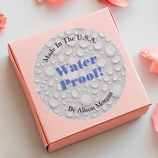 Adesivo Water Proof, Blue Text, DIY 3 Text Lines & Photo (Criador carregado)