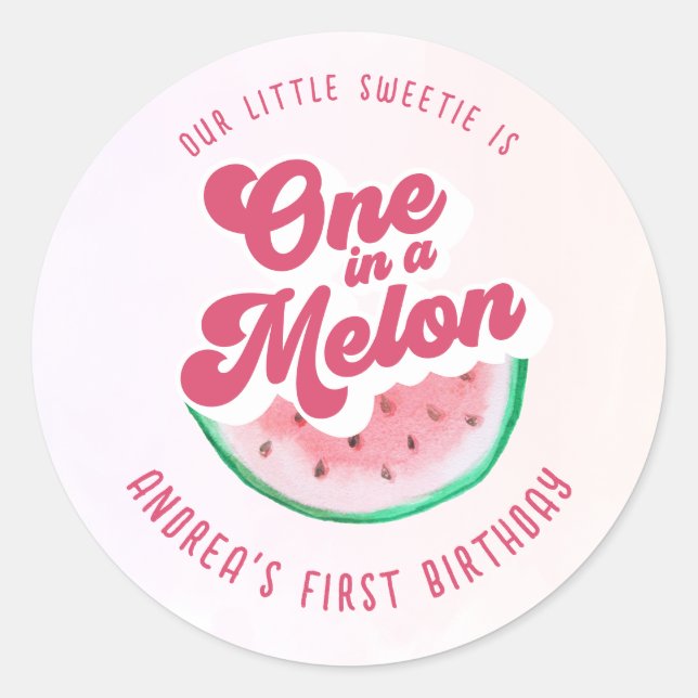Adesivo Watercolor 1 em A Melon Retro First Birday (Frente)
