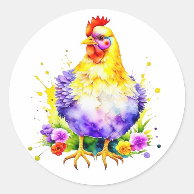 Adesivo Watercolor AI Chicken Art (Frente)