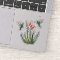 Watercolor Aloe Vera Hummingbird Suculto Blooms